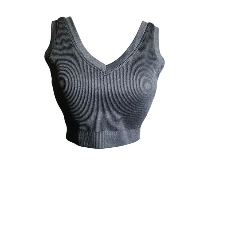 Aerie Black Ribbed Sports Bra Tank Top XL